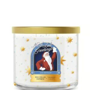 YANKEE CANDLE North Pole Greetings 3-Wick Jar Candle Polar Express New 14.5oz